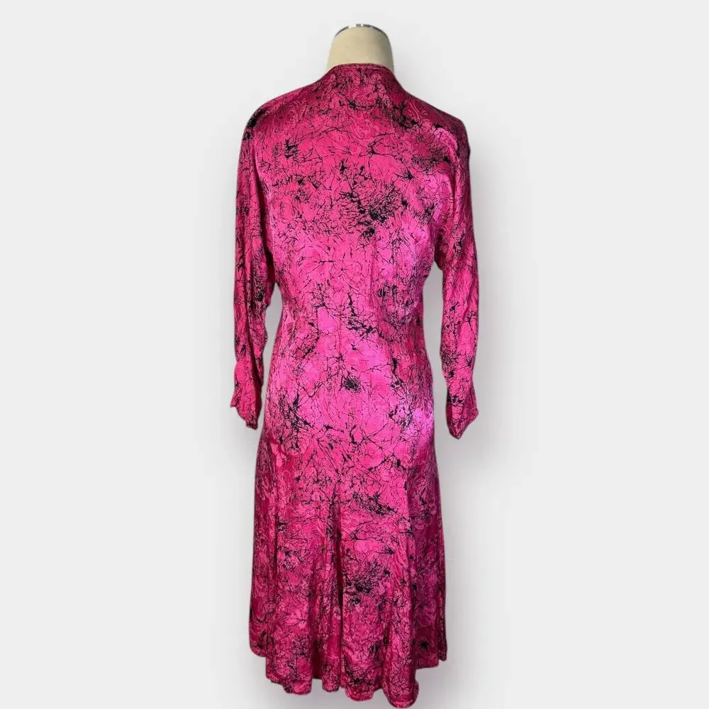 80s Mistero pink & black drop waist‎ dress Size S